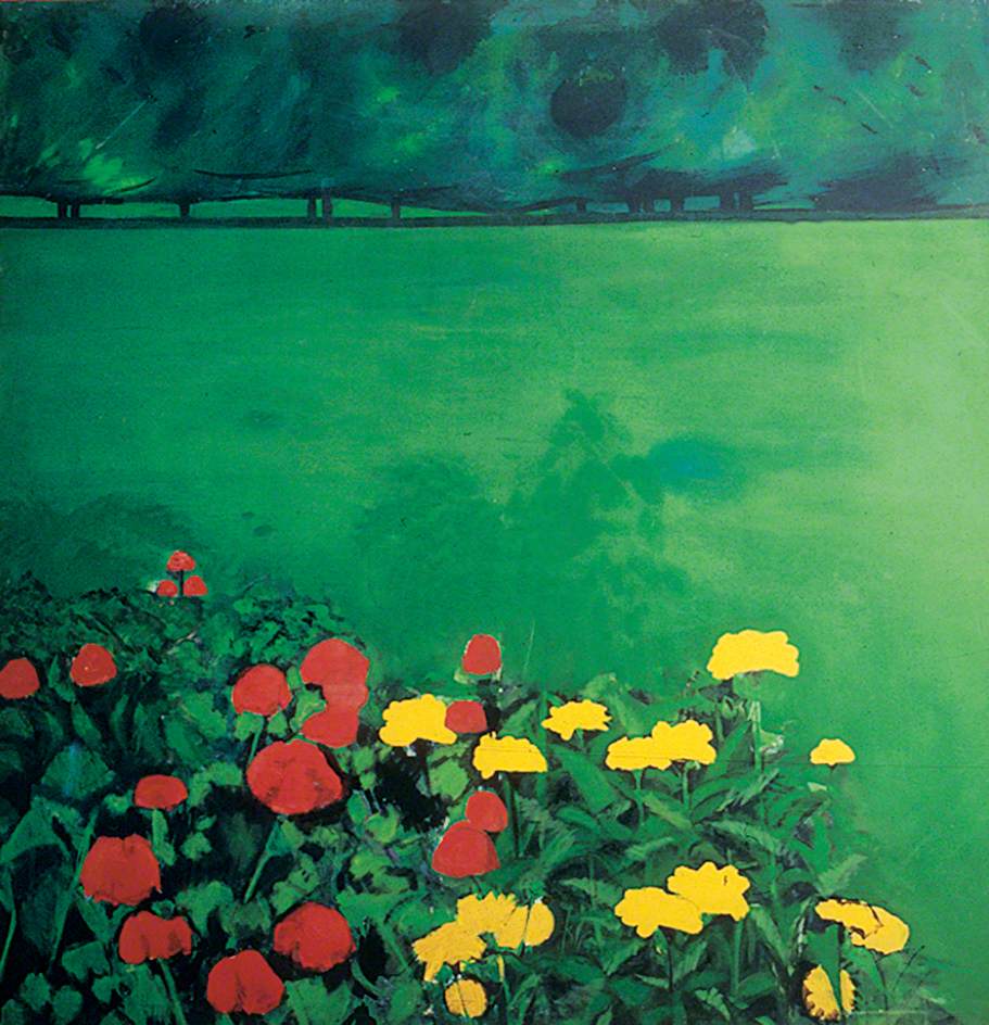 Green Field with Flowers